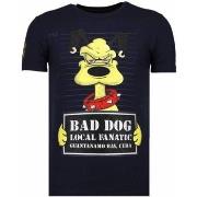 T-shirt Korte Mouw Local Fanatic Bad Dog Rhinestone