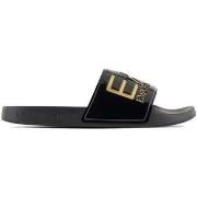 Teenslippers Ea7 Emporio Armani Visibility Logo Slides Shiny Black/Gol...