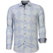 Overhemd Lange Mouw Tony Backer Blouse Line Pattern Licht