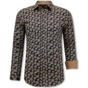 Overhemd Lange Mouw Tony Backer Luxe Satijn Fiets Print