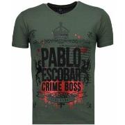 T-shirt Korte Mouw Local Fanatic Pablo Escobar Boss Rhinestone