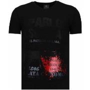 T-shirt Korte Mouw Local Fanatic Pablo Escobar Narcos Rhinestone