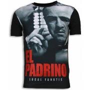 T-shirt Korte Mouw Local Fanatic El Padrino Face Digital Rhinestone