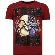 T-shirt Korte Mouw Local Fanatic Iron Man Popeye Rhinestone