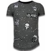 T-shirt Korte Mouw Local Fanatic Longfit Asymric Embroidery Patches