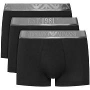 Boxers Emporio Armani Stretch Cotton Logo 3 Pack Trunks Black/Silver