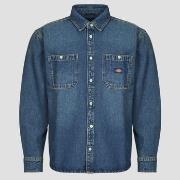 Overhemd Lange Mouw Dickies MECHANIC DENIM SHIRT LS KHAKI TINTED BLUE