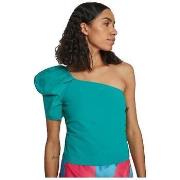 Blouse Vila Blouse asymétrique une épaule turquoise