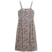 Jurk Superdry Robe imprimé animalier rose sans manches midi