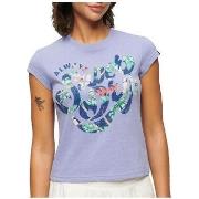 T-shirt Korte Mouw Superdry T-shirt Floral Scripted manches courtes