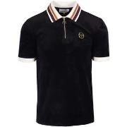 Polo Shirt Korte Mouw Sergio Tacchini Mahony Velour Zip Polo Shirt Bla...