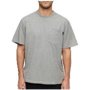 T-shirt Korte Mouw Superdry T-shirt Contrast Stitch Pocket gris