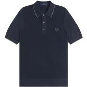 Polo Shirt Korte Mouw Fred Perry Pique Stitch Knitted Polo Shirt Navy