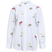 Overhemd Lange Mouw Object Jelena Shirt - White Embroidery
