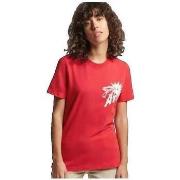 T-shirt Korte Mouw Superdry T-shirt Vintage Crossing Lines slim rouge