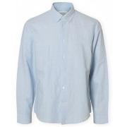 Overhemd Lange Mouw Selected Noos Regclay Shirt - Dusty Blue