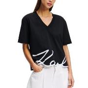 T-shirt Korte Mouw Karl Lagerfeld Karl Signature Hem V-nk Ts Black