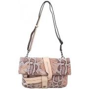 Sac à main Patrick Blanc Sac pochette plate cuir motif lézard nude