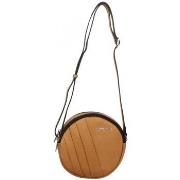 Sac à main Patrick Blanc Petit sac rond bandoulière cuir marron camel