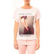 T-shirt By La Vitrine Tee-shirt B005 Blanc/Rose