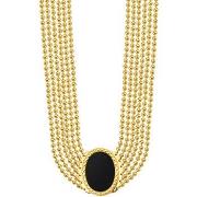 Bijoux Orusbijoux Collier Argent Jacky Chaine Boule Doré Pierre Onyx