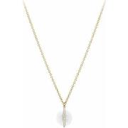 Collier Orusbijoux Collier Argent Doré Sphère Blanche Sertie