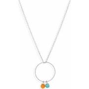 Collier Orusbijoux Collier Cercle Argent Rhodié Turquoise Et Cornaline