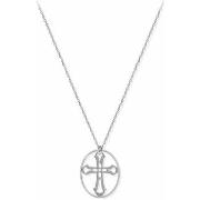 Collier Orusbijoux Collier Croix Argent Glitter Blanc