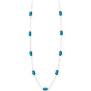 Collier Orusbijoux Collier Sautoir Argent Galet Pierre Turquoise