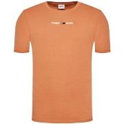 T-shirt Tommy Jeans T Shirt Homme Ref 55456 Orange