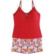 Pyjamas / Chemises de nuit Pomm'poire Top + short rouge Pile ou face