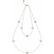 Collier Orusbijoux Collier Argent Double Rangs Goutte De Cristal Rose