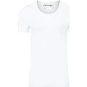 T-shirt Garage Stretch Basique Blanc Col Rond Profond