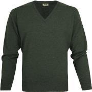 Sweat-shirt William Lockie Pull Laine d'Agneau Vert Col-V