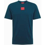T-shirt BOSS T-shirt Diragolino 212 bleu avec étiquette logo rouge