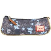 Cartable DDP Trousse grise motif fleurs bleues 1 compartiment