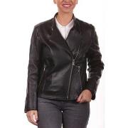 Veste Milpau Rose Cuir Noir