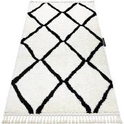 Tapis Rugsx Tapis BERBER CROSS blanc Franges berbère marocain 140x190 ...