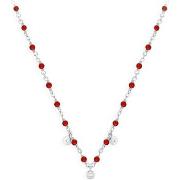 Collier Orusbijoux Collier Argent Rhodié Serties Et Pierre Onyx Rouge