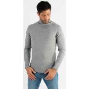 Pull Hollyghost Pull col roulé gris en touch cashemere unicolore