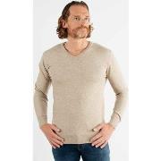 Pull Hollyghost Pull col V beige en touch cashemere unicolore