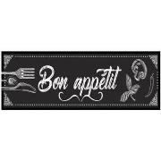 Tapis Sud Trading Grand tapis de cuisine noir bon appétit