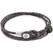 Bracelets Anchor &amp; Crew Bracelet Dundee Argent Et Cuir Tressé