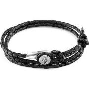 Bracelets Anchor &amp; Crew Bracelet Dundee Argent Et Cuir Tressé