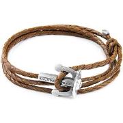 Bracelets Anchor &amp; Crew Bracelet Ancre Union Argent Et Cuir Tressé