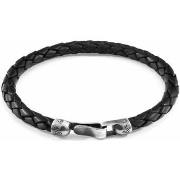 Bracelets Anchor &amp; Crew Bracelet Skye Argent et Cuir Tressé