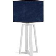 Lampes de bureau Tosel Lampe de chevet colonne bois blanc et bleu