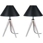 Lampes de bureau Tosel Lampe de chevet trépied bois blanc et noir