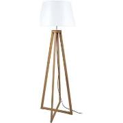 Lampadaires Tosel Lampadaire colonne bois foncé et blanc