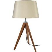 Lampes de bureau Tosel Lampe de chevet trépied bois foncé et créme